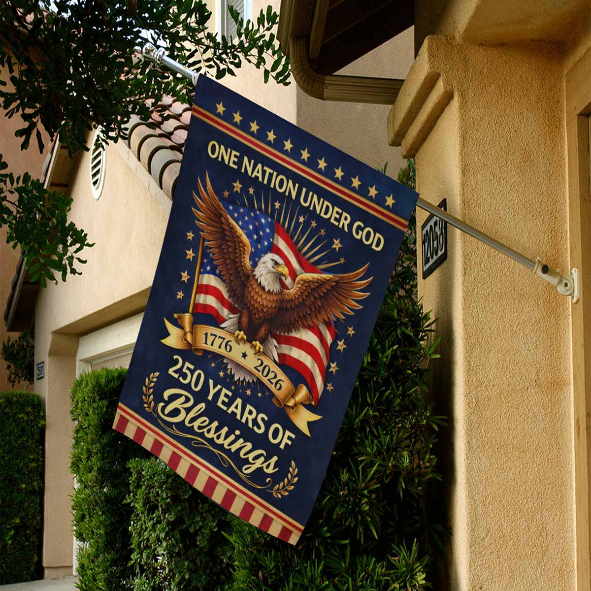 One Nation Under God 250 Years House Flag – 1776–2026 Blessings Decor