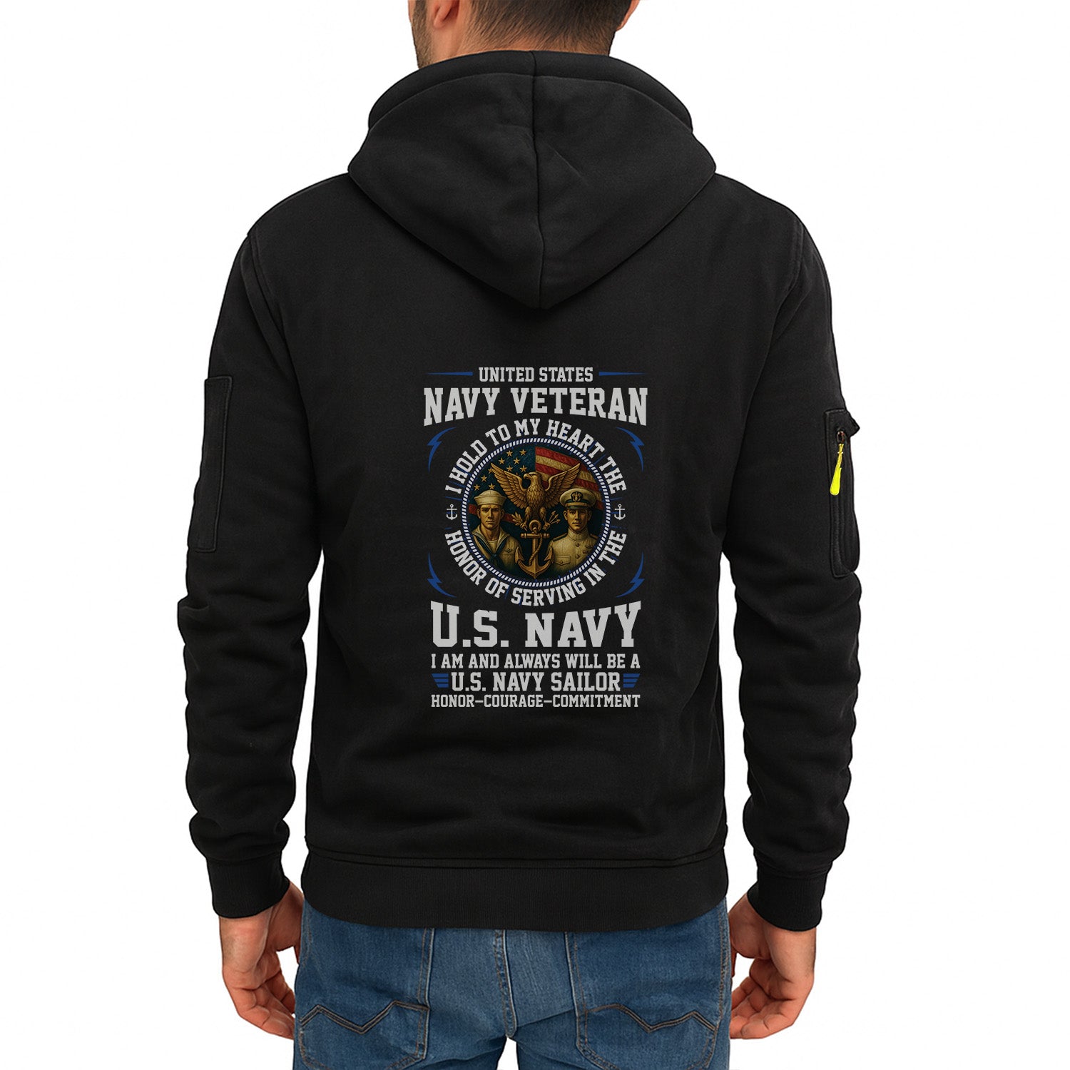 Custom US Navy Ranks Quarter Zip Hoodie TQZ02