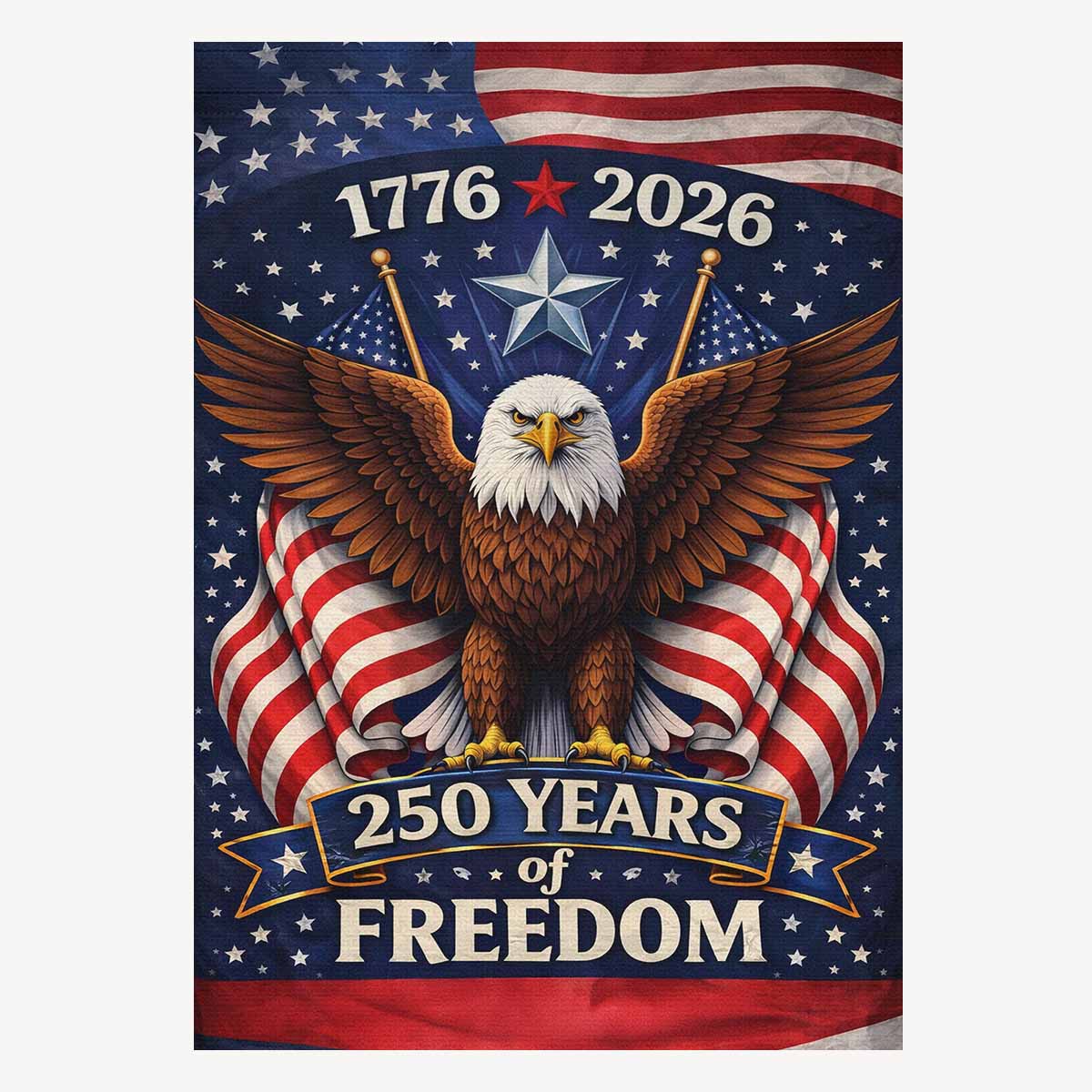 America 250 House Flag 1776–2026 Eagle Patriotic Banner