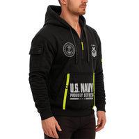 Custom US Navy Ranks Quarter Zip Hoodie TQZ03