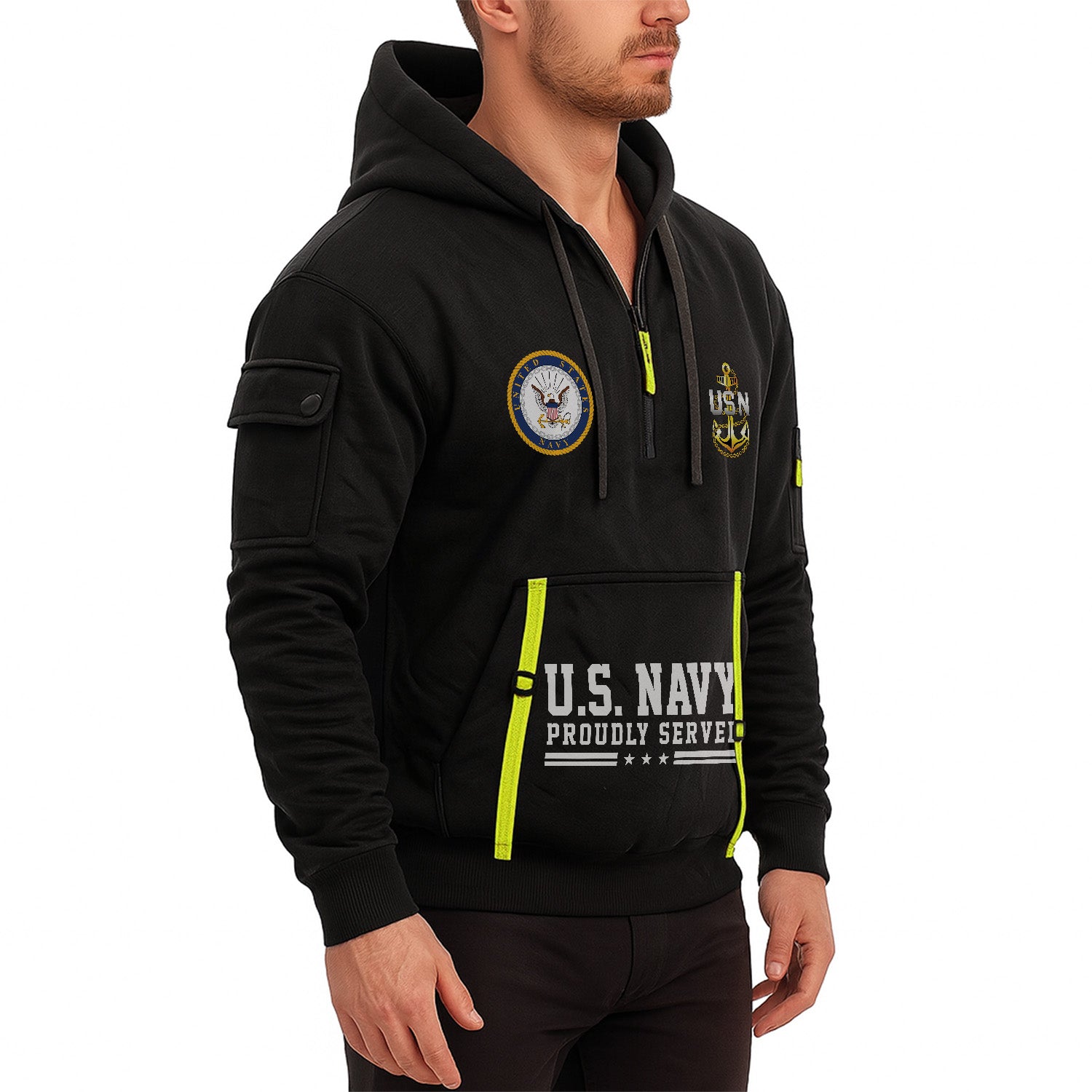 Custom US Navy Ranks Quarter Zip Hoodie TQZ02