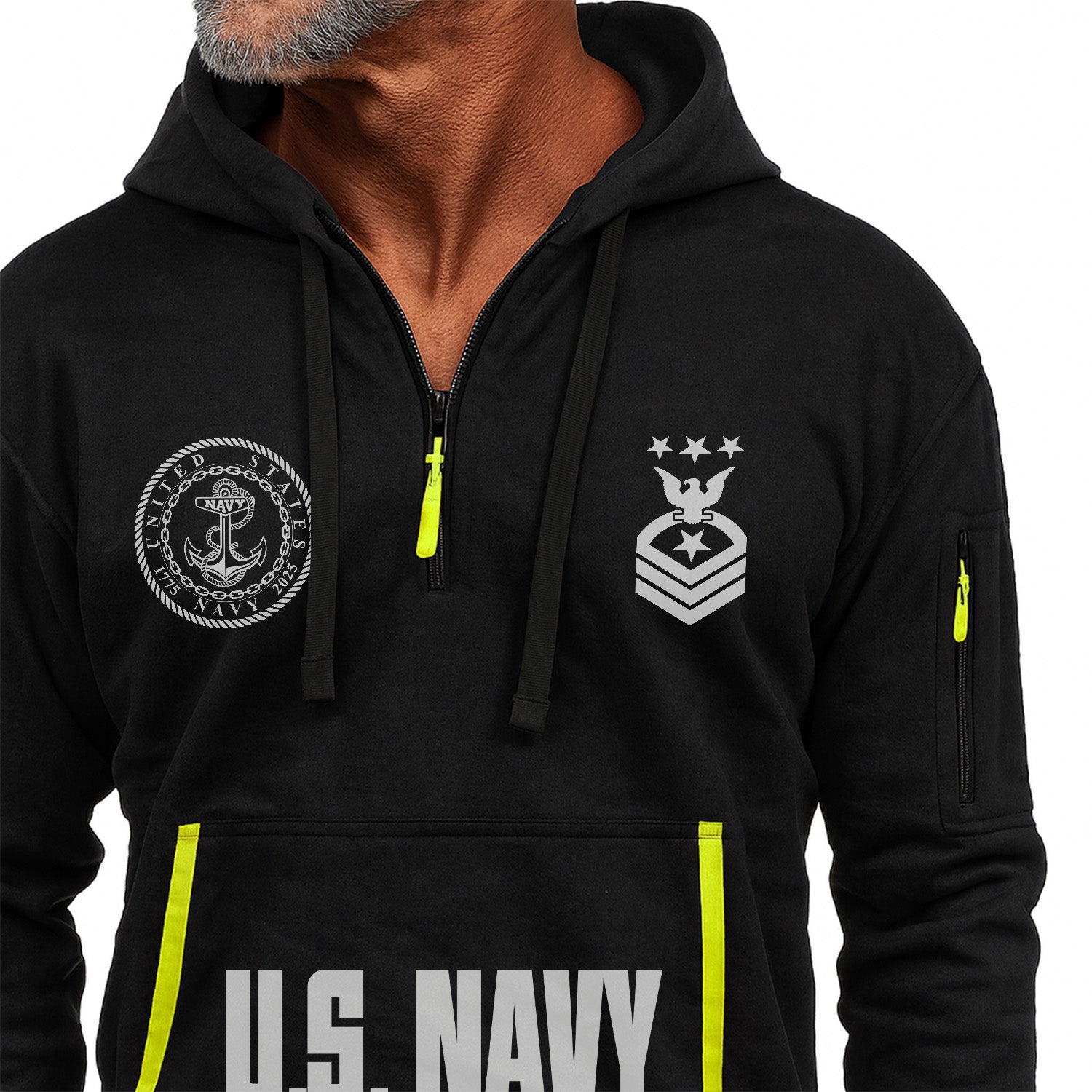 Custom US Navy Ranks Quarter Zip Hoodie TQZ03