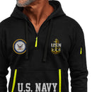 Custom US Navy Ranks Quarter Zip Hoodie TQZ02