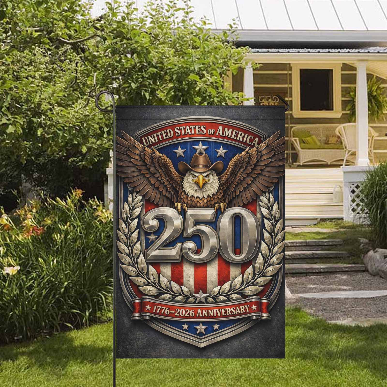 America 250 Garden Flag Patriotic Eagle USA 1776-2026 250th Anniversary Flag Decor