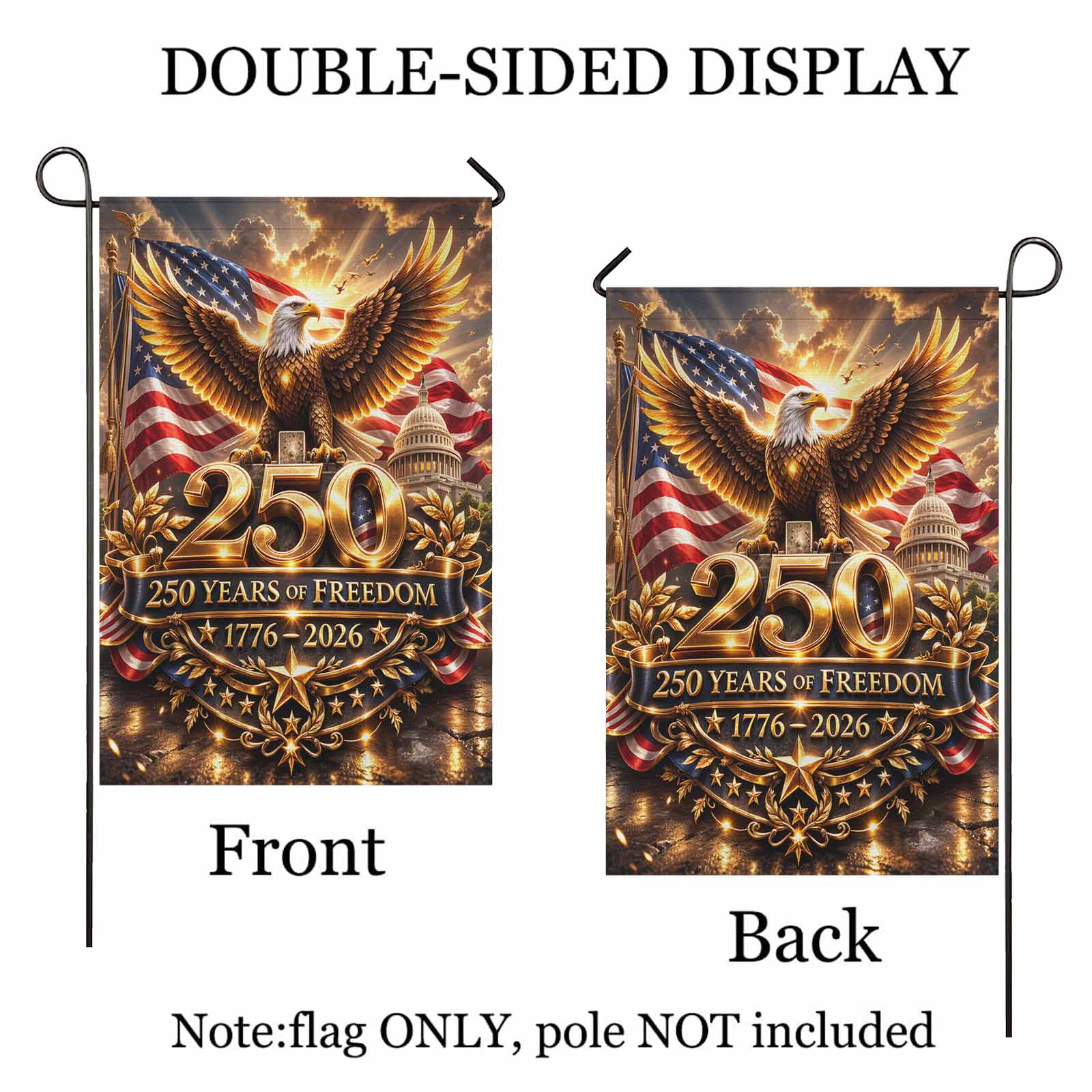 America 250 Years of Freedom Garden Flag 1776–2026