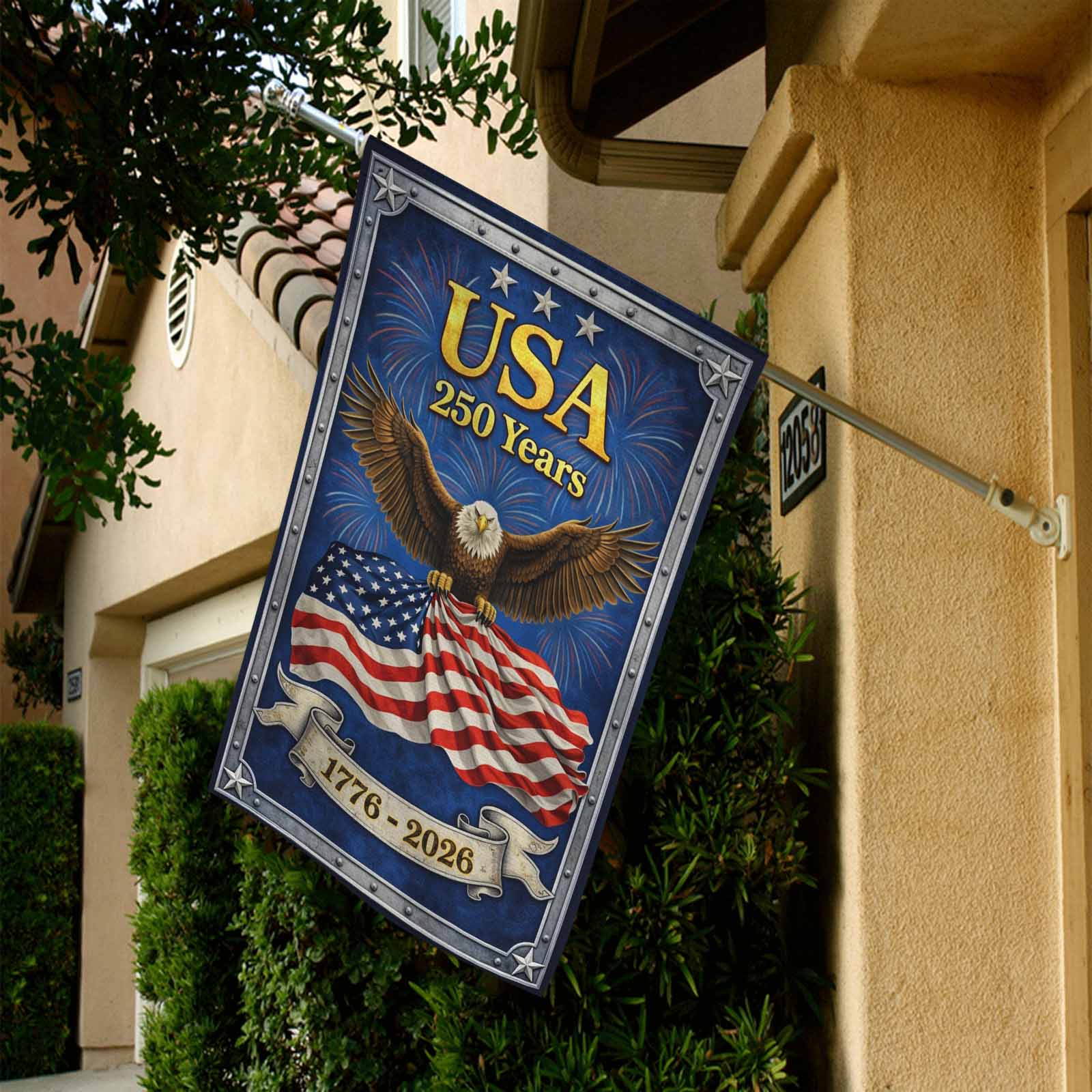 USA 250 Years Garden Flag – 1776–2026 Patriotic Eagle Decor