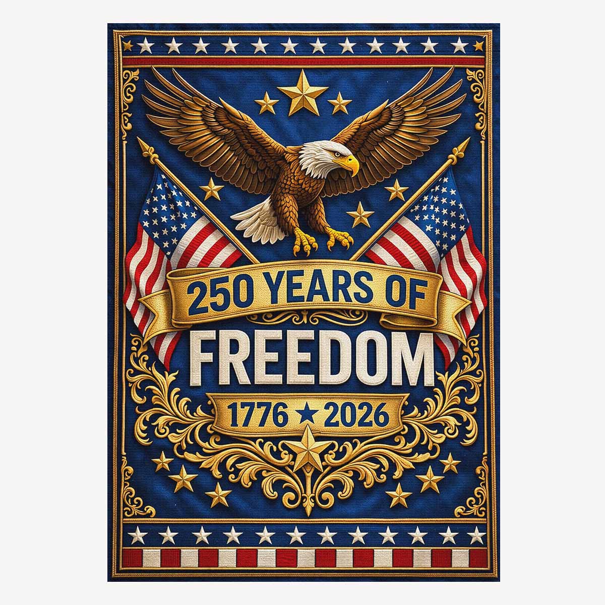 America 250 Patriotic Eagle House Flag 1776-2026 Independence Decor