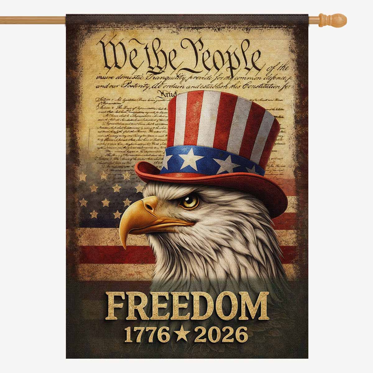 We The People 1776–2026 House Flag Patriotic Eagle Freedom Banner