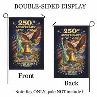 United States 250th Anniversary Garden Flag – Liberty Bell & Statue Design
