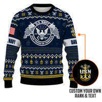 Personalized US Navy Christmas Ugly Sweater UST004