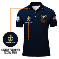 US Navy Veteran Polo Shirt – 250th Anniversary Custom Rank & Text