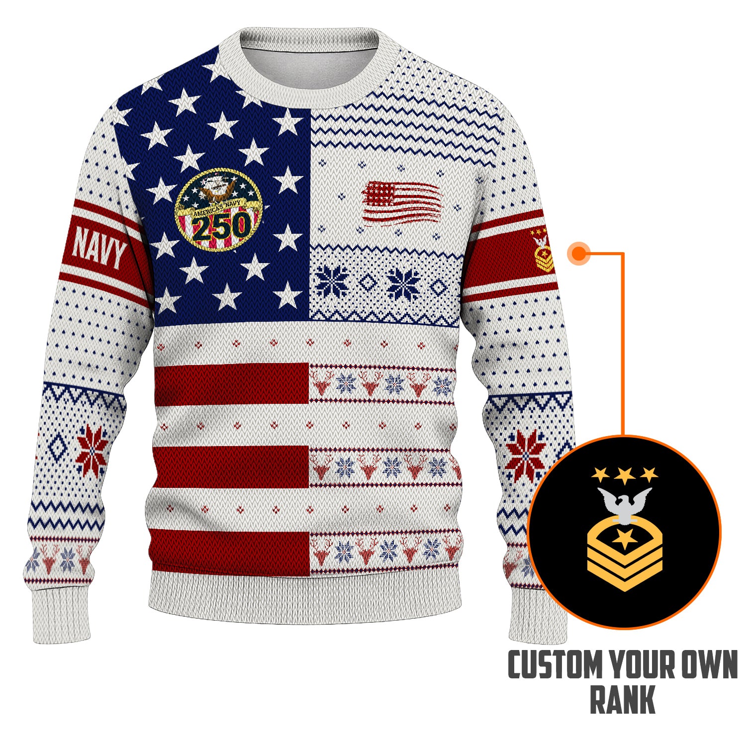 Personalized US Navy Christmas Ugly Sweater JUST08