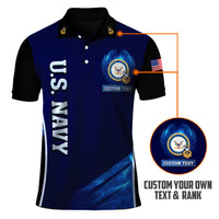 US Navy Polo Shirt – Bold Vertical Text & Navy Seal