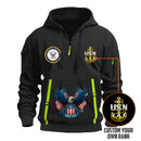 Custom US Navy Ranks Quarter Zip Hoodie TQZ01