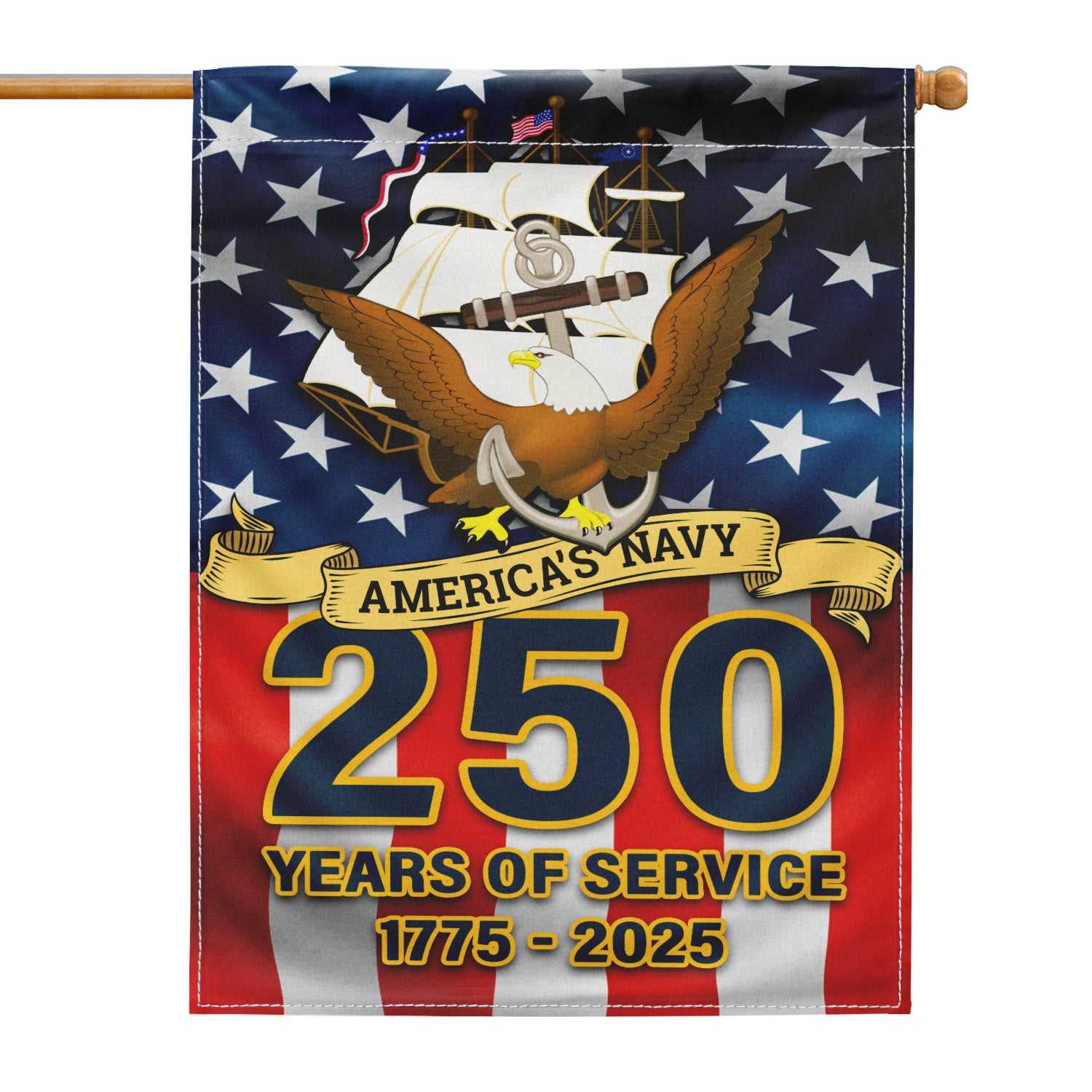 US Navy 250 Years Of Service Garden Flag Twin-Side Printing