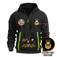 Custom US Navy Ranks Quarter Zip Hoodie TQZ04