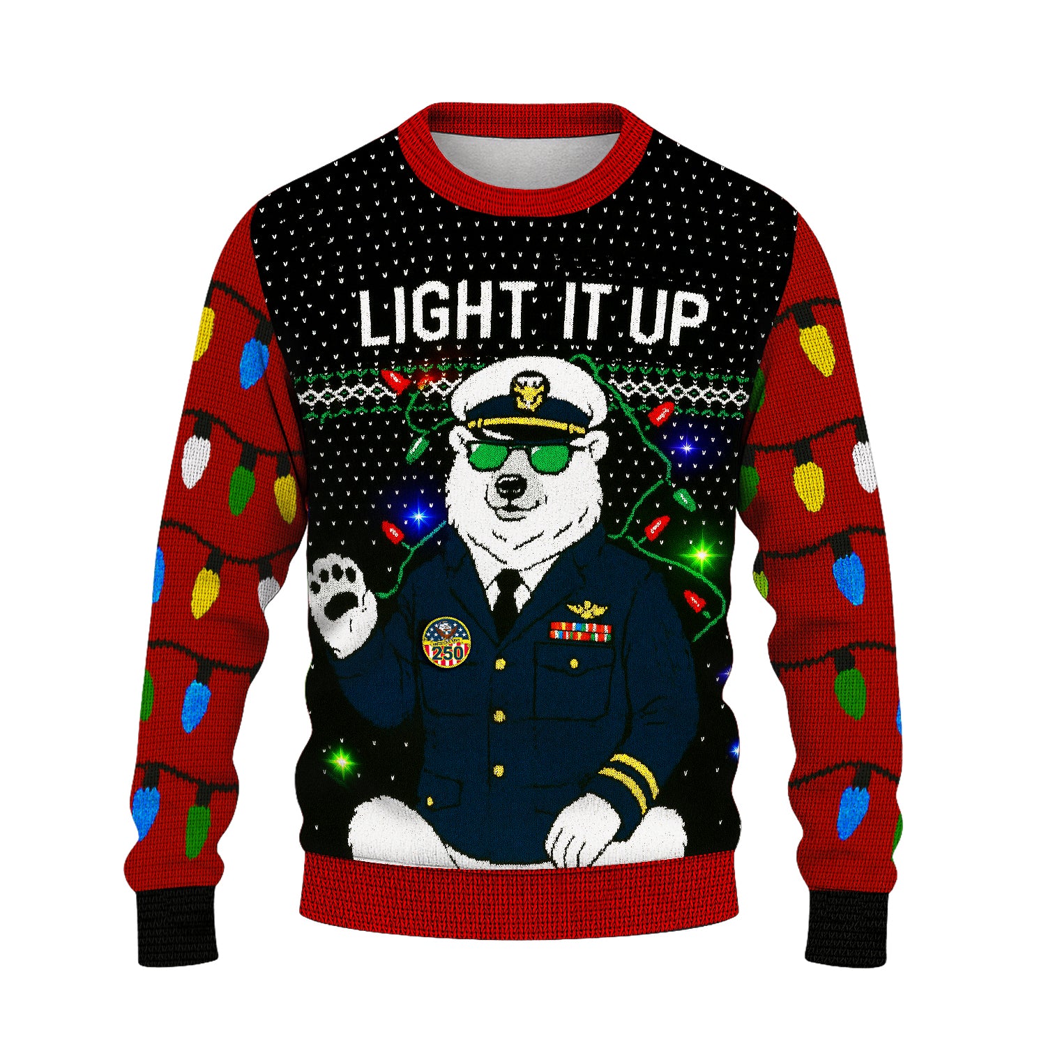 US Navy Light It Up Christmas Ugly Sweater