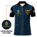 US Navy Polo Shirt – Eagle & Flag Emblem Design with Custom Rank