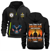 Custom US Navy Ranks Quarter Zip Hoodie TQZ01