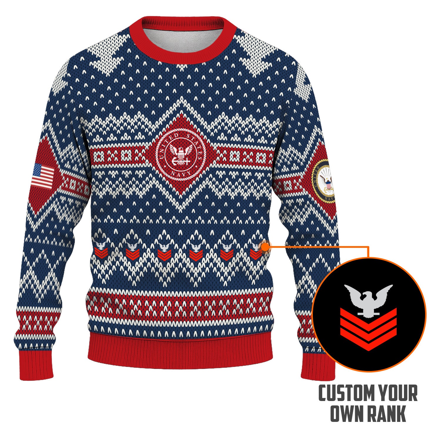 Personalized US Navy Christmas Ugly Sweater TUST09