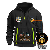 Personalized US Navy Quarter Zip Hoodie TQZ06