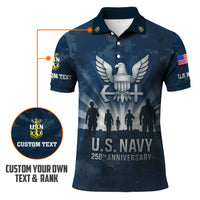 US Navy 250th Anniversary Polo Shirt – Eagle Emblem & Sailor Silhouette