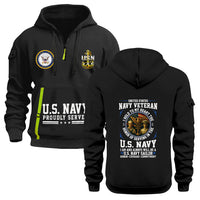 Custom US Navy Ranks Quarter Zip Hoodie TQZ02