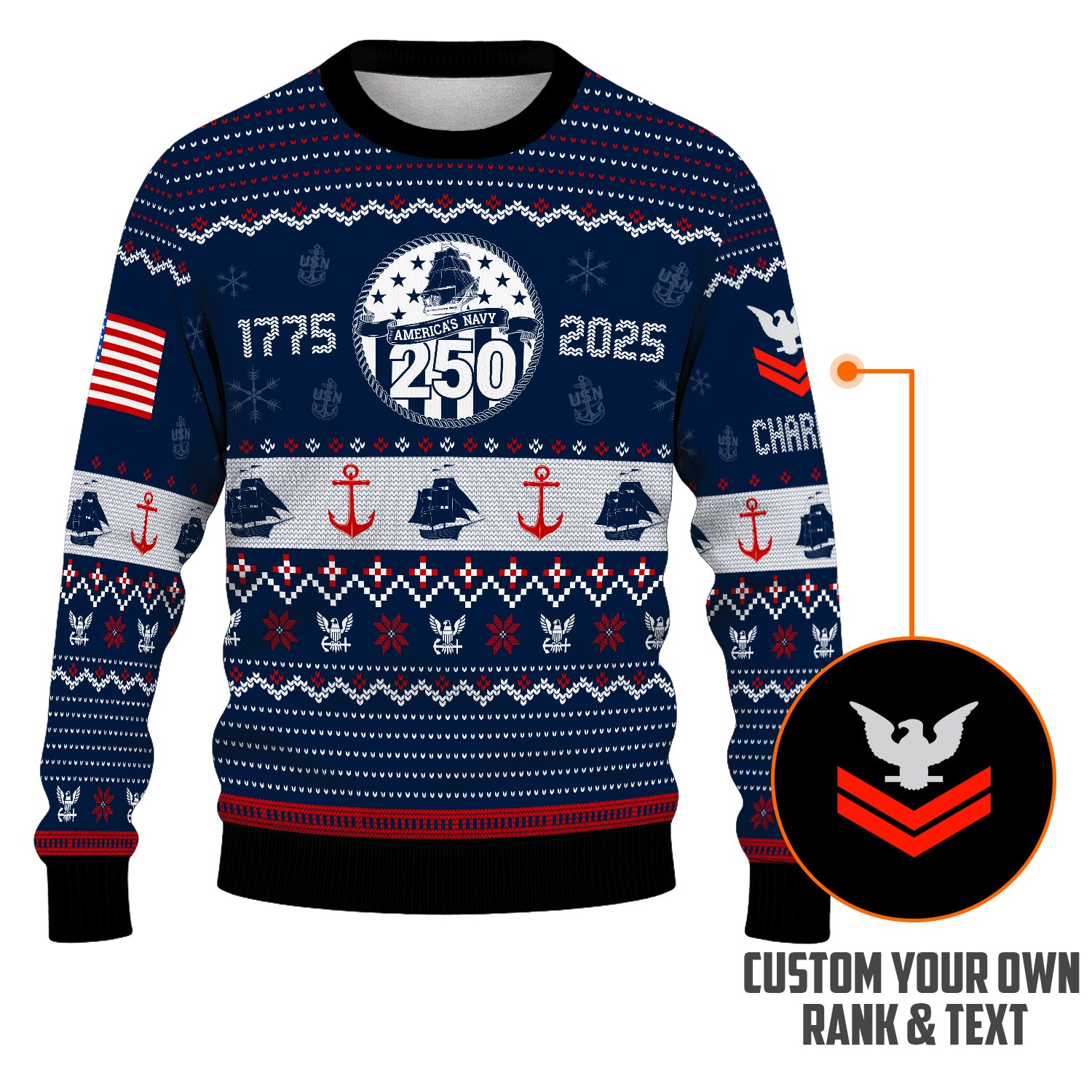 Personalized US Navy Christmas Ugly Sweater UST003