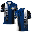US Navy Veteran Polo Shirt – Modern Stripe Design with Custom Rank & Text