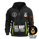 Custom US Navy Ranks Quarter Zip Hoodie TQZ03