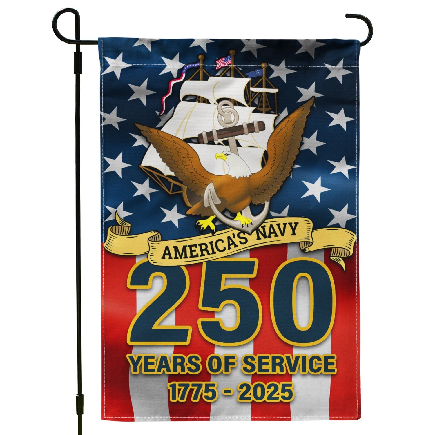 US Navy 250 Years Of Service Garden Flag Twin-Side Printing
