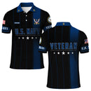 US Navy Polo Shirt – Black & Blue Stripes with Stars Custom Rank