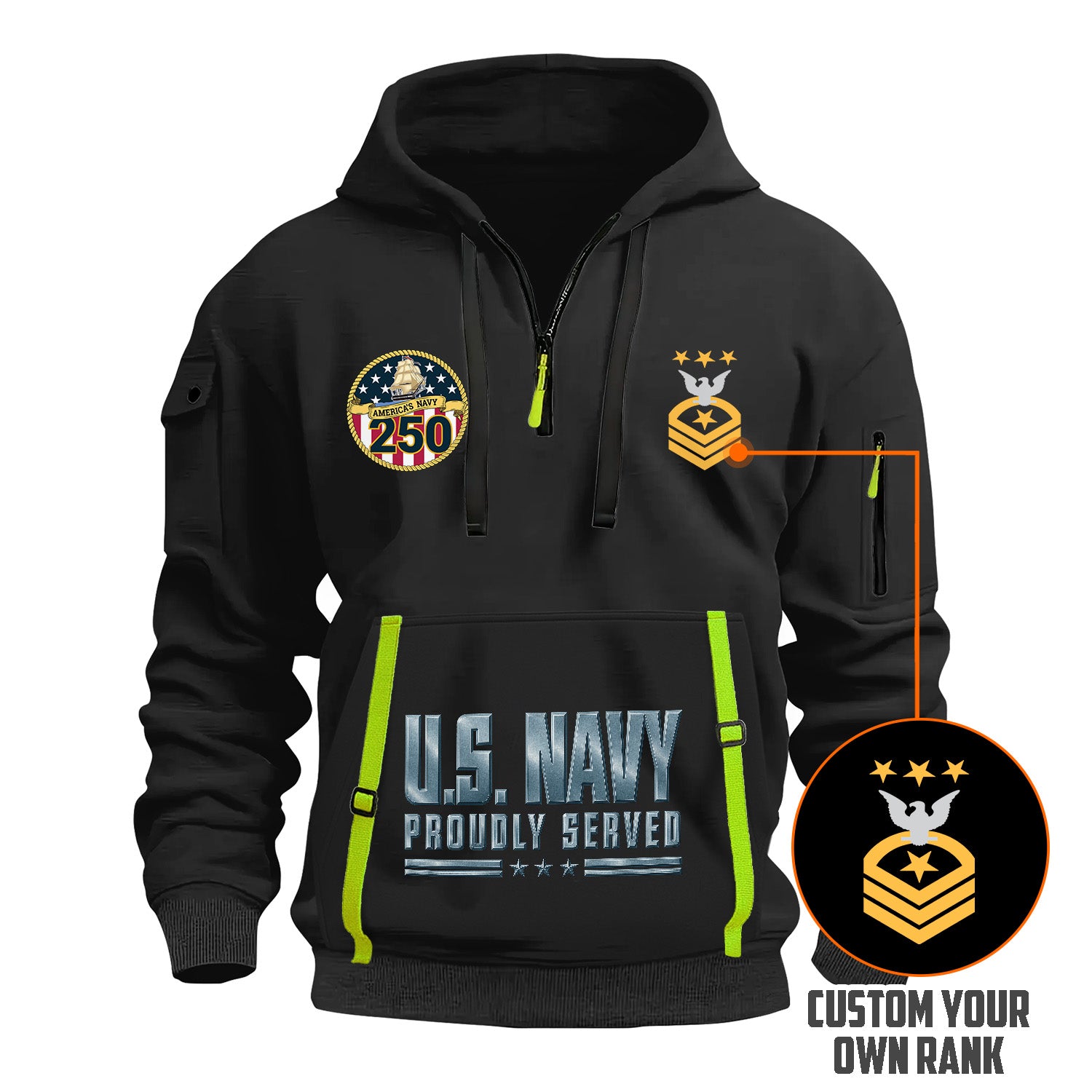Personalized US Navy Quarter Zip Hoodie TQZ07
