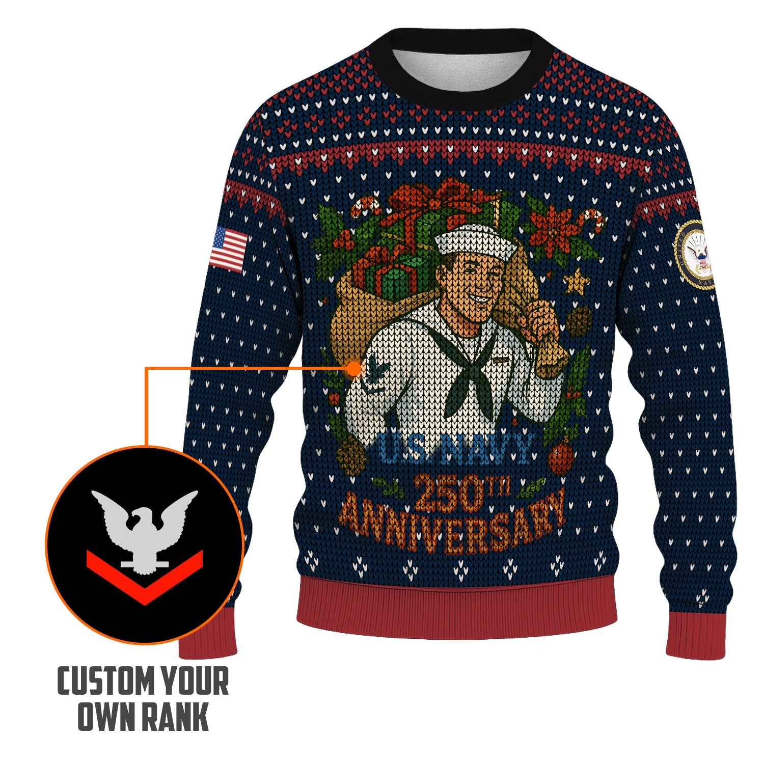 Personalized US Navy Christmas Ugly Sweater TUST13