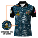 US Navy 250th Anniversary Polo Shirt – Ship Map Design with Custom Rank