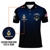 US Navy 250th Anniversary Polo Shirt – Gradient Design with Custom Rank & Text