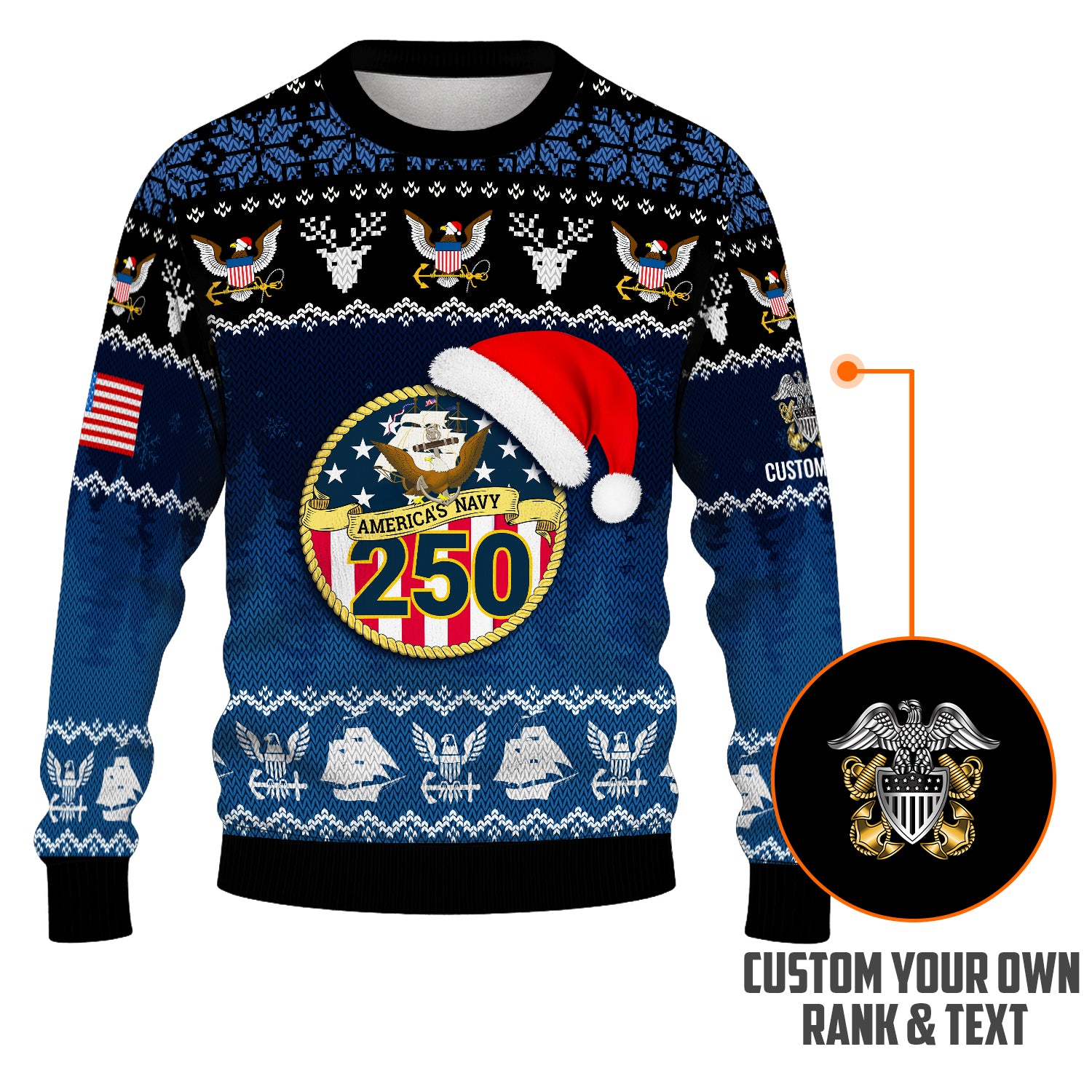 Personalized US Navy Christmas Ugly Sweater JUST07