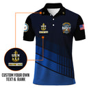 US Navy 250th Anniversary Polo Shirt – Modern Blue Design with Custom Rank