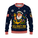 US Navy 250 Anchored In Christmas Spirit Christmas Ugly Sweater