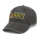 Premium Washed Denim Cap – Embroidered-Effect Print DC007