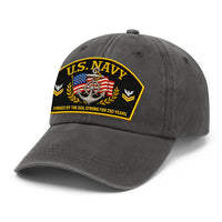 Premium Washed Denim Cap – Embroidered-Effect Print DC009
