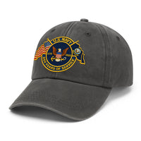 Premium Washed Denim Cap – Embroidered-Effect Print DC008