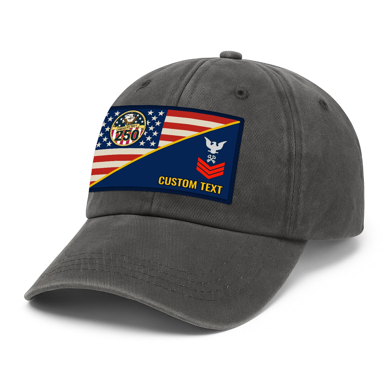 Custom Ranks & Text Premium Washed Denim Cap DC017