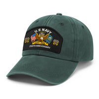 Premium Washed Denim Cap – Embroidered-Effect Print DC004
