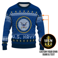 Personalized US Navy Christmas Ugly Sweater UST018