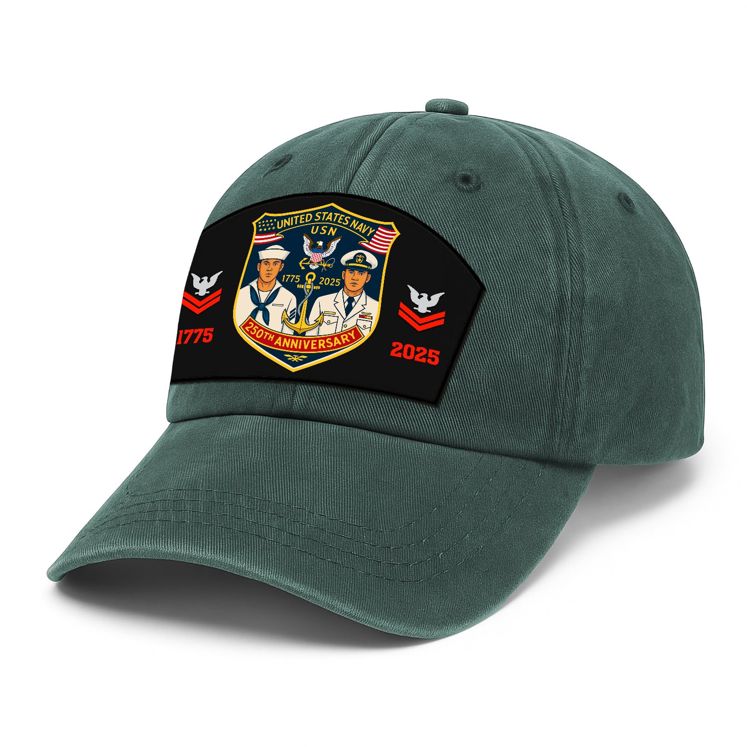 Custom Ranks & Text Premium Washed Denim Cap DC014