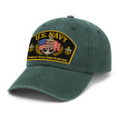 Premium Washed Denim Cap – Embroidered-Effect Print DC009