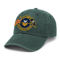 Premium Washed Denim Cap – Embroidered-Effect Print DC008