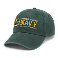 Premium Washed Denim Cap – Embroidered-Effect Print DC007