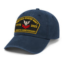 Premium Washed Denim Cap – Embroidered-Effect Print DC002
